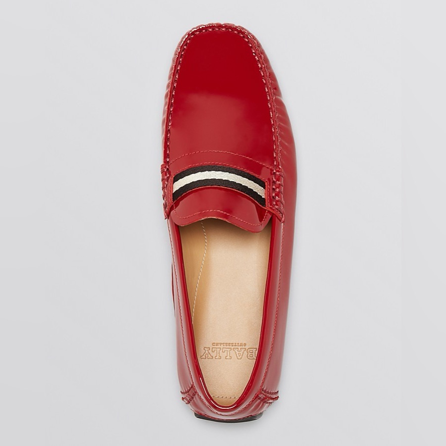 Bally Wabler Red Patent Leather Driving Loafers